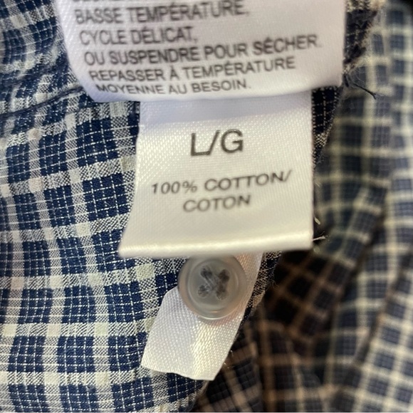 HAGGAR HERITAGE COLLECTION Men's Long Sleeve Dress Shirt, size Large, Blue Check - Picture 9 of 10